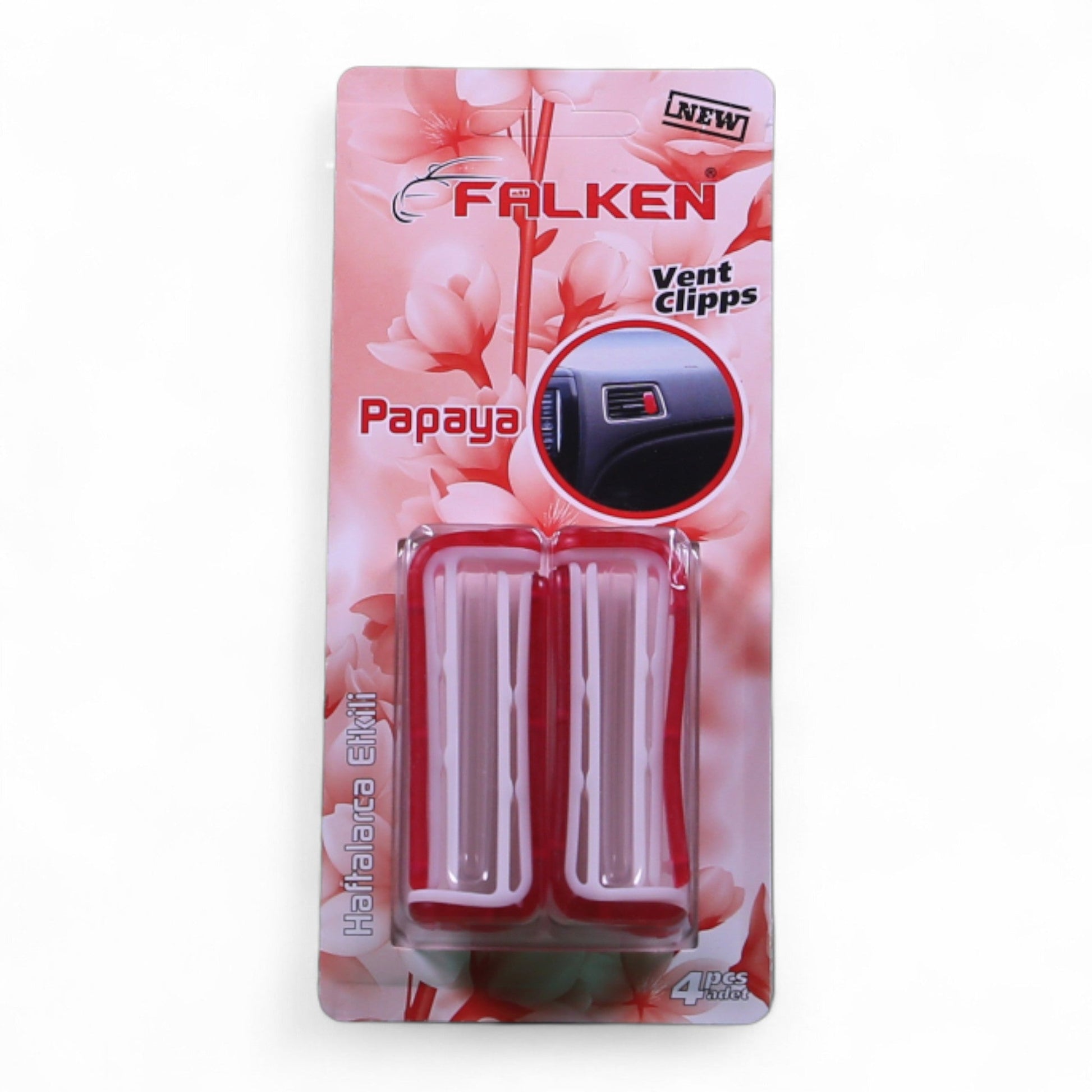 Falken Vent Clipps – Papaya Kokulu Araç Hava Ferahlatıcı, 4’lü Paket - Aydem Global