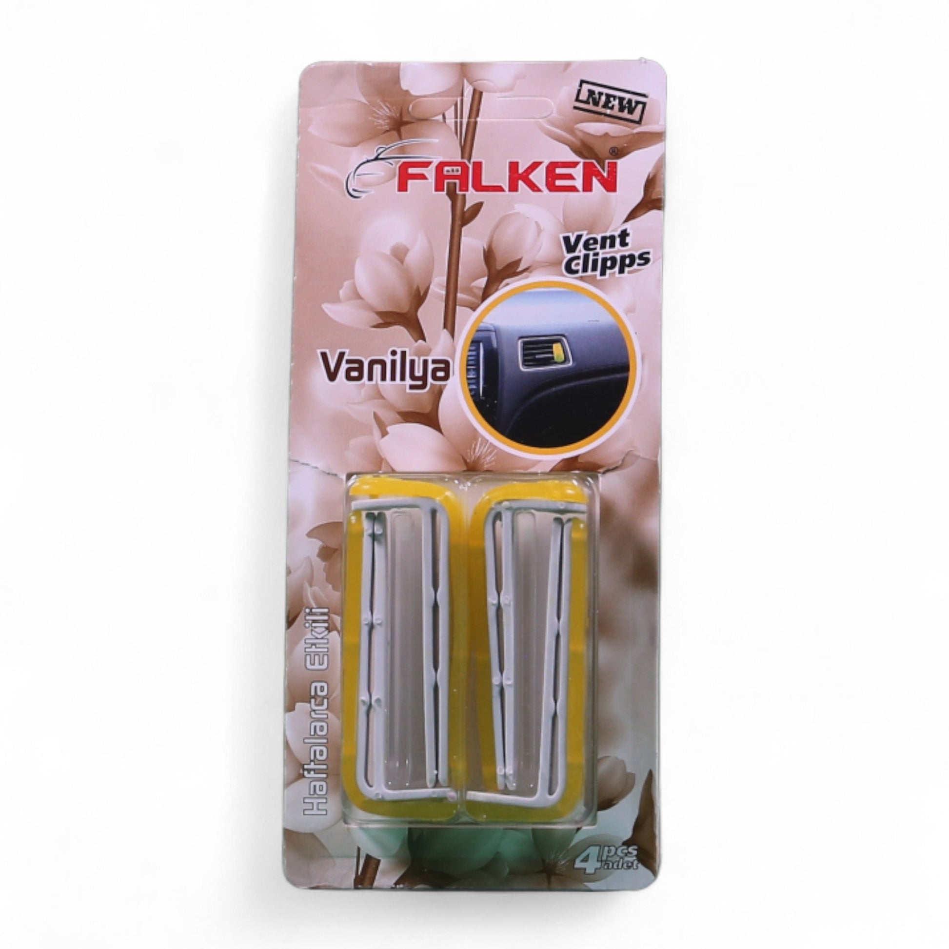 Falken Vent Clipps Vanilya – Uzun Süreli Ferahlatıcı Araç Kokusu 4’lü Set - Aydem Global